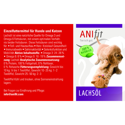Hund Katze B.A.R.F. Nahrungsergänzungen Lachsöl 500 ml 1 Stück -2- Anifit